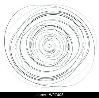 Des cercles concentriques. Radial, anneaux rayonnants. Abstract illustration circulaire. Lignes concentriques irrégulières. Illustration de Vecteur