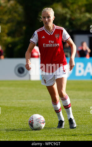 Manchester, Angleterre - 08 SEPTEMBRE : Leah Williamson d'Arsenal au cours de Barclay's FA Women's super match de championnat entre Arsenal et West Ham Uni Femmes Banque D'Images