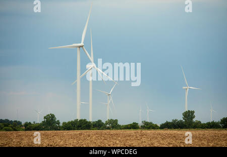 Éoliennes sur les plaines d'Oklahom, USA. Banque D'Images