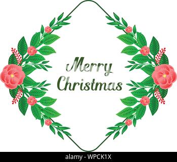 Carte de modèle joyeux Noël, avec l'art abstrait de fleur feuille d'images. Vector Illustration de Vecteur