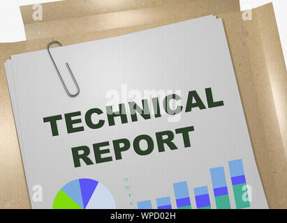 3D illustration du rapport technique sur le titre du document d'entreprise Banque D'Images