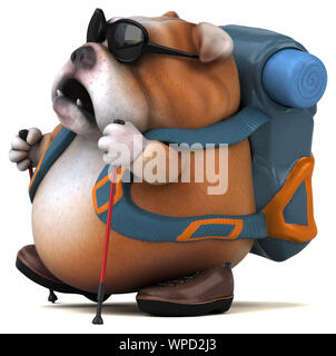Fun backpacker bulldog personnage Banque D'Images