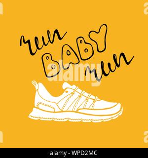 Exécuter le lettrage. L'exécution de la typographie. Motivation Sport devis. Affiche de motivation pour salle de sport, une phrase pour t-shirt, impression, bannière, flyer, carte postale. Motivation Fitness citation. Vector illustration Illustration de Vecteur