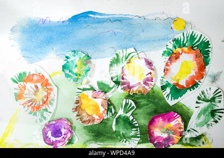 Carte de voeux fleurs mignon . Contexte aquarelle floral magnifique. Banque D'Images