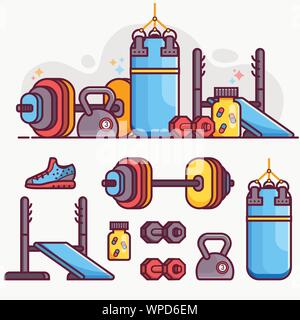 Sport et Power Concept de levage Icon Set Illustration de Vecteur