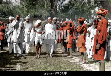 Khan Abdul Ghaffar Khan Mahatma Gandhi, Mahadev Desai et autres, Pakistan, Octobre 1938 Banque D'Images