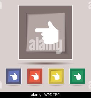 L'icône main signe sur l'original de cinq boutons de couleur. Vector Illustration de Vecteur