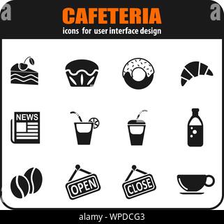 Cafétéria icon set Illustration de Vecteur