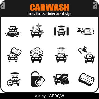 Carwash icon set Illustration de Vecteur