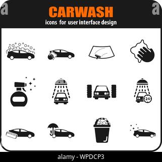 Carwash icon set Illustration de Vecteur