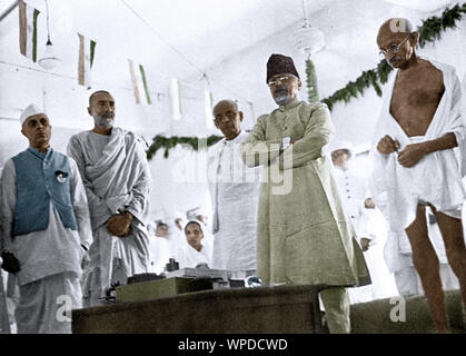 Jawaharlal Nehru, Abdul Ghaffar Khan, Sardar Vallabhbhai Patel, Mahatma Gandhi, réunion du Congrès, Inde, Asie, 16 septembre 1940, ancienne image de 1900s Banque D'Images