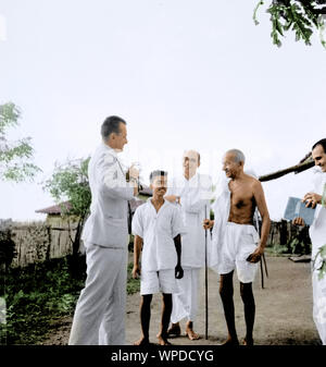 Mahatma Gandhi et partisans, le Satyagraha Ashram Sevagram, Wardha, Inde, Septembre 1940 Banque D'Images