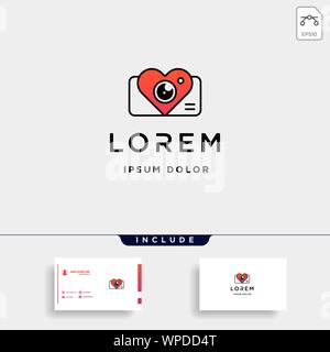 L'amour de l'appareil photo Modèle Logo Design Symbole vecteur Illustration de Vecteur