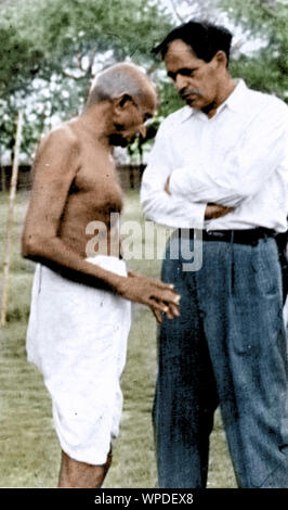 Le Mahatma Gandhi et le journaliste américain Louis Fischer, Wardha, Maharashtra, Inde, Asie, Juin 1942 Banque D'Images