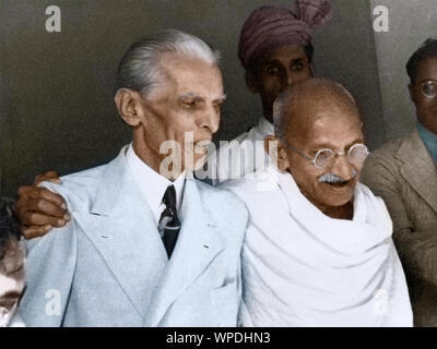 Mahatma Gandhi meeting Muhammad Ali Jinnah, Bombay, Mumbai, Maharashtra, Inde, Asie, 9 septembre 1944 Banque D'Images