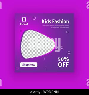 Kids Fashion médias sociaux poster template Illustration de Vecteur