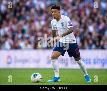 Londres, ANGLETERRE - 07 SEPTEMBRE : Jadon, Sancho de l'Angleterre au cours de la boule de commande de l'UEFA Euro 2020 match de qualification entre l'Angleterre et la Bulgarie au stade de Wembley, le 7 septembre 2019 à Londres, en Angleterre. (Photo par Sebastian Frej/MO Media) Banque D'Images