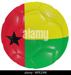 Le rendu 3D de la Guinée-Bissau un drapeau sur un ballon de soccer. Isolé en fond blanc Banque D'Images