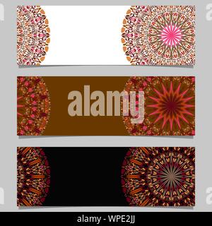 Mandala fleur géométrique horizontal banner set - colorful abstract vector graphics avec mandalas Illustration de Vecteur