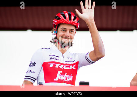 Cudillero, Espagne. Sep 9, 2019. John Degenkolb (Trek Segafredo) lors de la signature de la commande de 'La stge 15e Vuelta a España" (Tour d'Espagne) entre Pravia et La Cubilla grimper le 9 septembre 2019 à Pravia, Espagne. Crédit : David Gato/Alamy Live News Banque D'Images