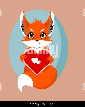 Fox avec coeur amoureux isolés, vector illustration Illustration de Vecteur