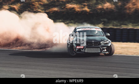 Oschersleben, Allemagne, 31 août 2019 : République tchèque Marco pilote de course Zakouril en action au cours de la dérive Kings International Series à Oschersleben. Banque D'Images