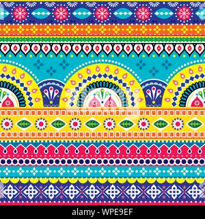 Vectopr indien ou pakistanais un design inspiré par l'art du chariot, dynamique avec des formes géométriques et de fleurs Illustration de Vecteur