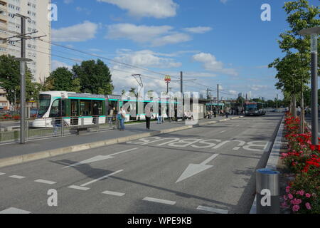 Paris, Tramway Linie T2, Pont de Bezons Banque D'Images