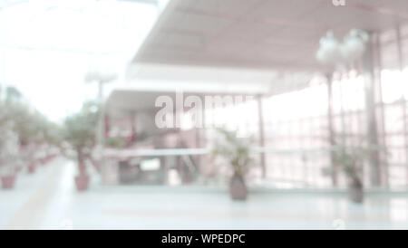 Image floue, hall spacieux dans un immeuble de bureaux Banque D'Images