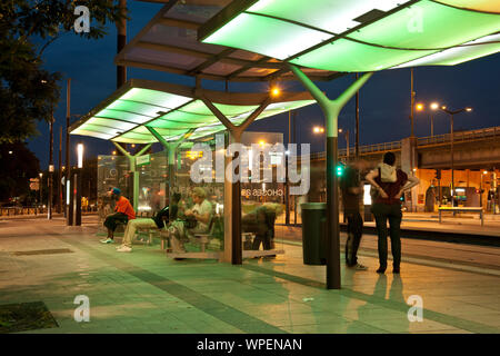 Paris, le tramway moderne Linie T3bis, Porte de Pantin Banque D'Images