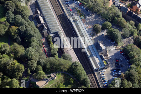 Vue aérienne de la gare de Durham, Durham County Banque D'Images