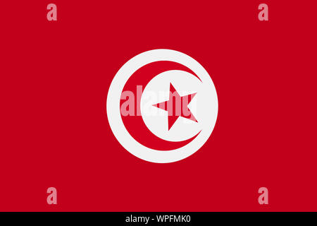 Un drapeau rouge Tunisie background illustration crescent moon star Banque D'Images