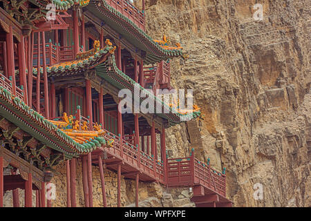 Close up sur le côté droit de la Tenture Temple près de Datong Banque D'Images