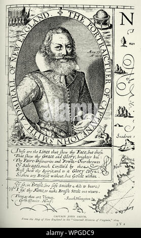 John Smith (baptisés. 6 janvier 1580 - 21 juin 1631) était un soldat, explorateur, gouverneur de la colonie, l'amiral de la Nouvelle Angleterre, et l'auteur. Il a joué un rôle important dans l'établissement de la colonie de Jamestown, en Virginie Banque D'Images