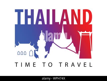 La Thaïlande célèbre silhouette bleu et rouge,style,gradient vector illustration,flag design couleur Illustration de Vecteur