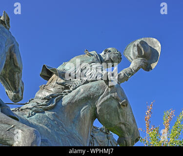 Clem sur Skooks jardinier, partie d'une grande sculpture qui a quinze chevaux au total. Il est situé dans le terrain du Stampede de Calgary Alberta Canada. Banque D'Images