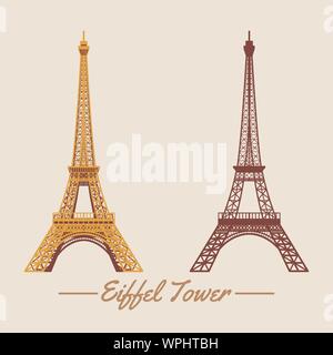 Tour Eiffel dans deux silhouette,design,version dessin animé et célèbre et voyage de France,vector illustration Illustration de Vecteur