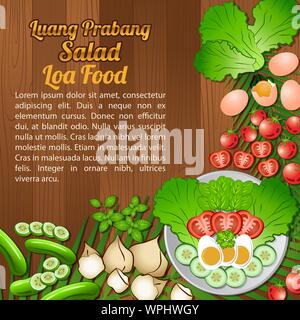 Ingrédients alimentaires nationales anase éléments énoncés bannière sur fond de bois,Loas,vector illustration Illustration de Vecteur