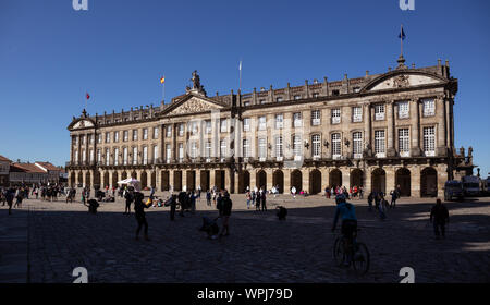 Santiago de Compostela, Espagne, 7 septembre 2019 : palais Raxoi, place Obradoiro Banque D'Images