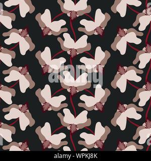 Modèle vectoriel continu avec la lumière des fleurs tropicales sur un fond sombre Illustration de Vecteur