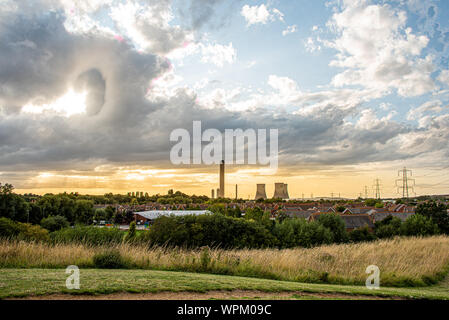 Didcot Power Station, dernière soirée avant la démolition. Banque D'Images