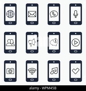 Icon Set Smartphone. Icônes de fonction Smartphone Illustration de Vecteur