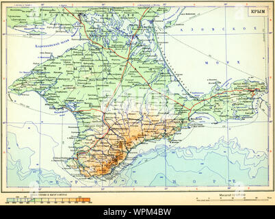 Carte de la Crimée, République socialiste fédérative soviétique de Russie, URSS, 1953 Atlas Banque D'Images