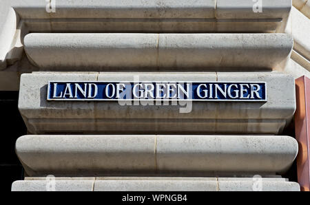 Plaque de rue - Terre de Gingembre Vert - Hull, East Yorkshire, England UK Banque D'Images