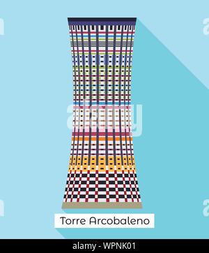 Milan Torre arcobaleno icône. Télévision illustration de Milan Torre arcobaleno icône vecteur pour la conception web Illustration de Vecteur