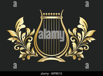 Lyre ou soit l'emblème d'or. Logo de la musique ou de l'icône. Vector illustration. Illustration de Vecteur