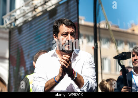 ROME, ITALIE - septembre 9 Chef de l'extrême-droite de la Ligue du Nord (Lega Nord), le Sénateur italien actuel et l'ancien ministre de l'intérieur Matteo Salvini Banque D'Images