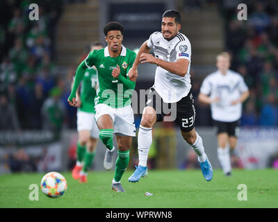 Duels, duel Emre pouvez (Allemagne) et Jamal Lewis (Irlande du Nord). GES/football/Qualification EURO : l'Irlande du Nord - Allemagne, 09.09.2019 Football/soccer : qualificatifs européens : l'Irlande du Nord contre l'Allemagne, à Belfast, le 9 septembre 2019 | dans le monde d'utilisation Banque D'Images