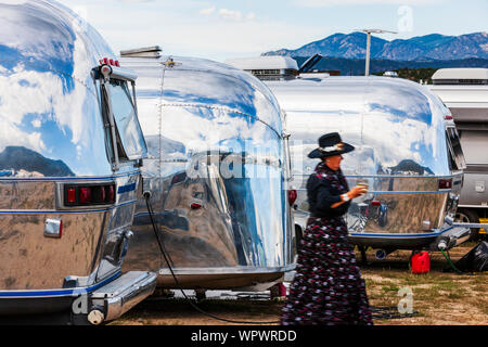 Camping Airstream remorques au Vintage Airstream Club Rocky Mountain Rally Banque D'Images