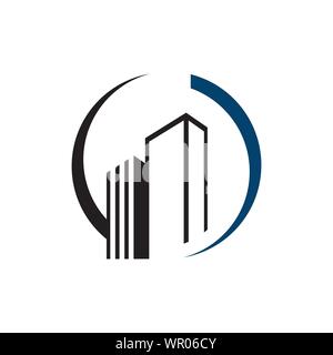 Cityscape design corporation de bâtiments Logo pour Real estate business company Illustration de Vecteur